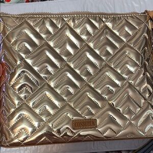 Consuela Metallic Gold Quilted Crossbody Bag